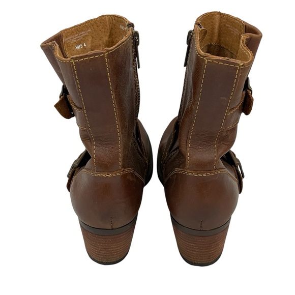 Born Galene Brown Leather Heel Ankle Boots - Picture 3 of 12